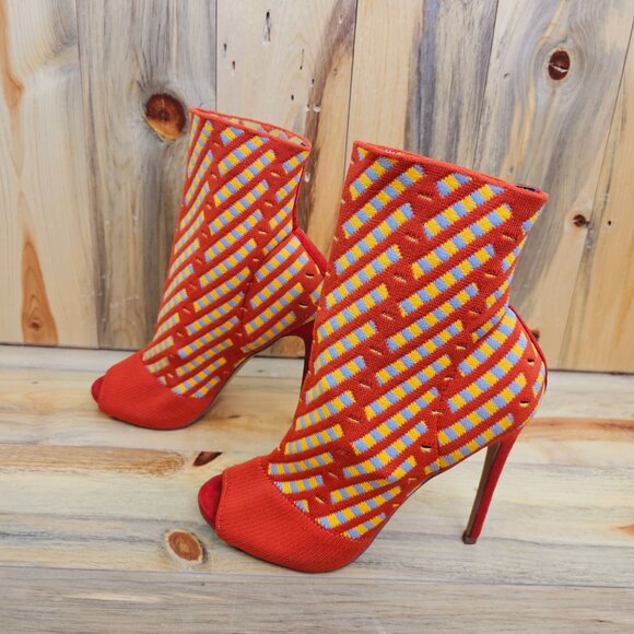 Liliana Knit" The Dylan" Orange Sock Booties - Picture 1 of 6